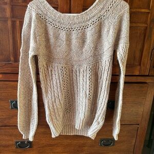 Maurices Cream Crew Neck Sweater with Decorative Yoke